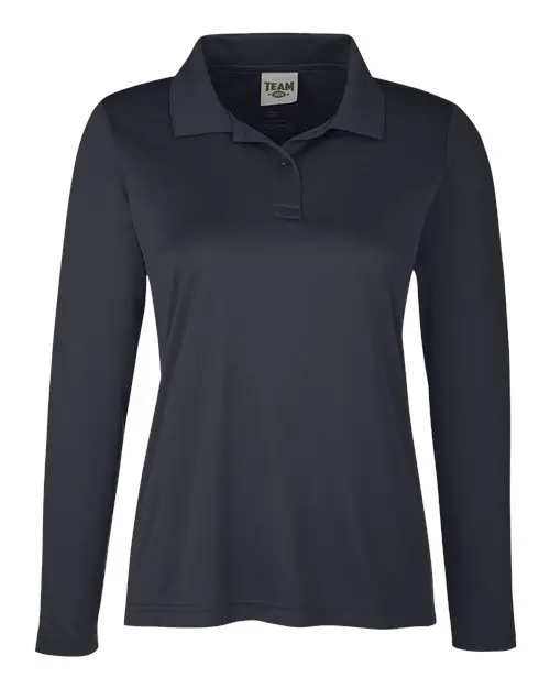 Team 365 Women's Zone Performance Long Sleeve Polo in Black