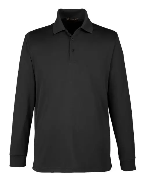Harriton Men's Advantage Snag Protection Plus IL Long Sleeve Polo in Black