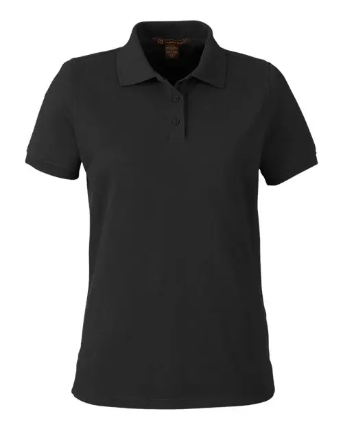 Harriton Women's Valiant Cotton Snag Protect Polo in Black