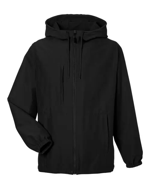 Harriton Unisex Flex Twill Hooded Jacket in Black