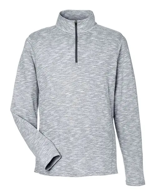North End Men's Eclipse Jacquard Quarter-Zip Pullover in Black Heather