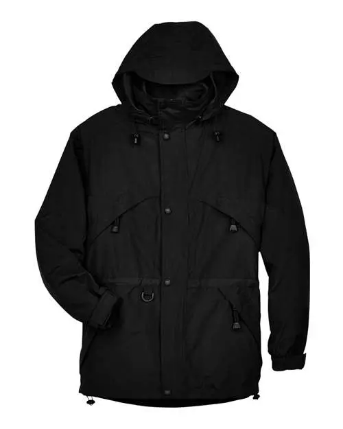 North End Men's 3-in-1 Parka with Dobby Trim in Black
