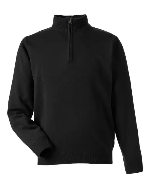 Harriton Unisex Pilbloc Quarter-Zip Pullover Sweater in Black