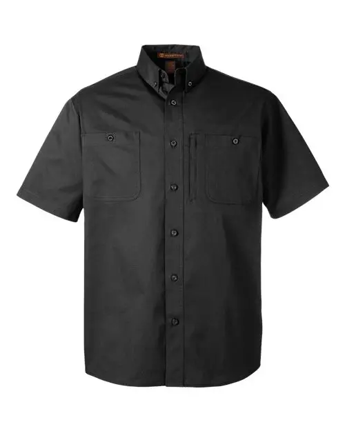 Harriton Men's Advantage IL Short Sleeve Work Shirt in Black