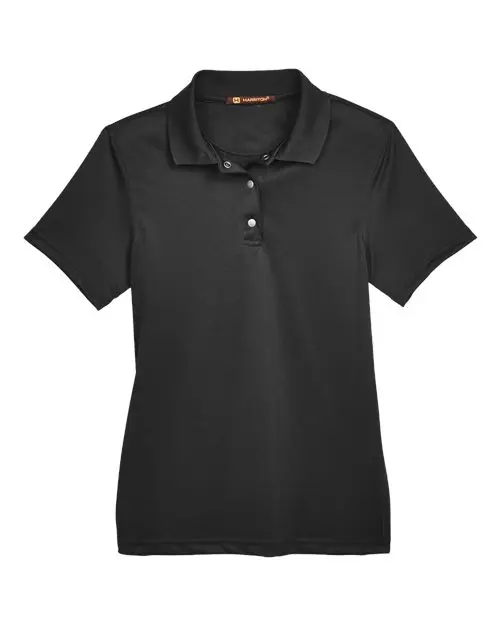 Harriton Women's Advantage Snag Protection Plus IL Snap Placket Polo in Black