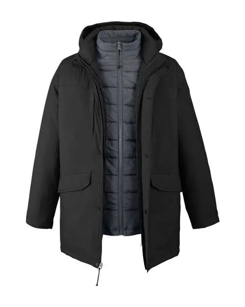 Core365 Men's Inspire 3-in-1 Jacket with Insulated Liner in Black/ Carbon