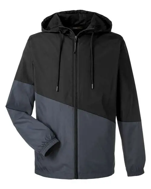 Core365 Unisex Techno Lite Colorblock Windbreaker in Black/ Carbon