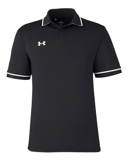 Under Armour Men's Tipped Teams Performance Polo in Black/ White