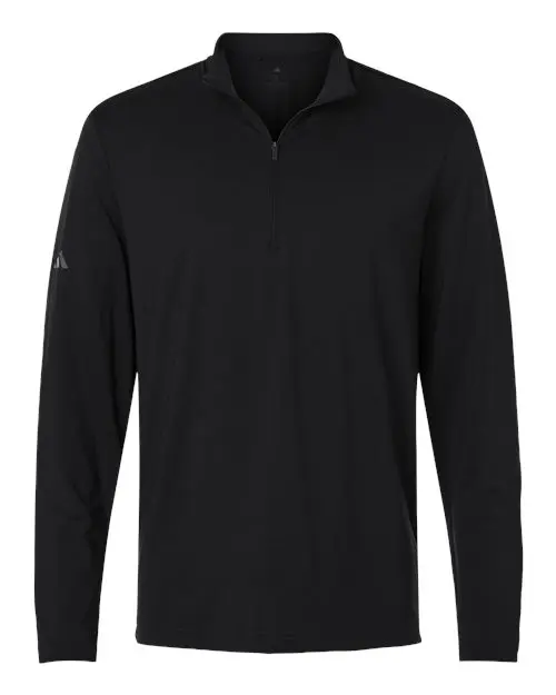 Adidas Men's Textured Stripe Quarter-Zip Pullover in Black