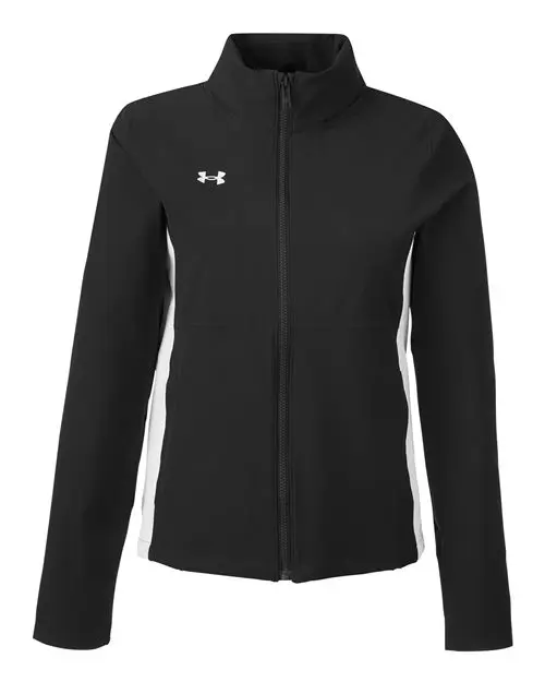 Under Armour Women's Rival Stretch Jacket in Black/ White/ White