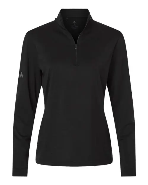Adidas Women's Textured Stripe Quarter-Zip Pullover in Black