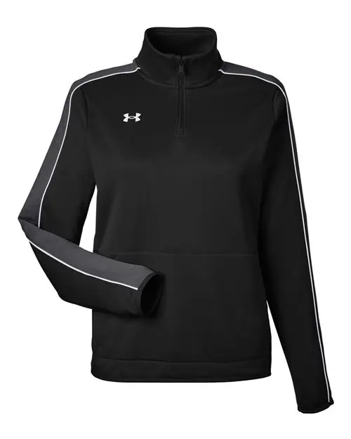Under Armour Women's Command 2.0 Quarter-Zip Pullover in Black/ White