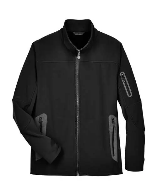 North End Men's Three Layer Fleece Bonded Shell Technical Jacket in Black