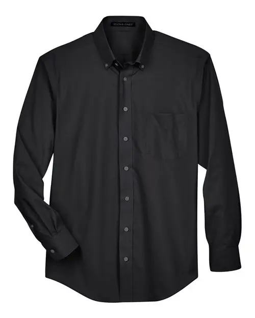 Devon & Jones Men's Crown Collection Broadcloth Woven Dress Shirt in Black