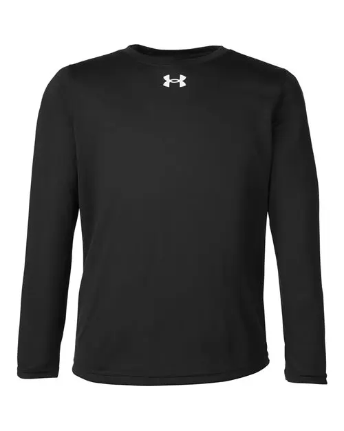 Under Armour Youth Tech Team Long Sleeve T-Shirt in Black/ White