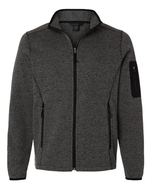 North End Men's Jasper Full-Zip Fleece Jacket in Black/ Grey