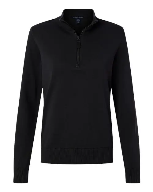 Devon & Jones Women's New Classics Quarter-Zip Sweater in Black