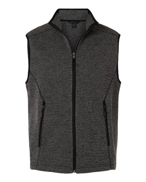 North End Men's Jasper Jacquard Fleece Vest in Black/ Grey