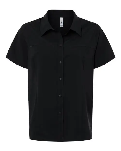 Core365 Women's UltraUVP Shoreline Short Sleeve Staff Shirt in Black