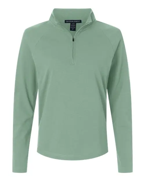 Devon & Jones Women's Seaton Pebble Textured Quarter-Zip Pullover in Balsam Green