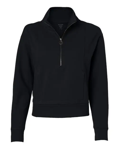 North End Women's Mantra Half-Zip Ottoman Pullover in Black