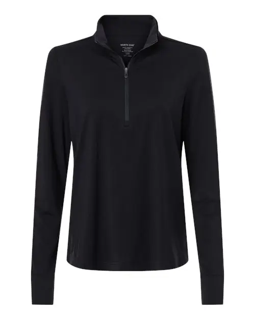 North End Women's JAQ Stretch Performance Quarter-Zip in Black/ Carbon