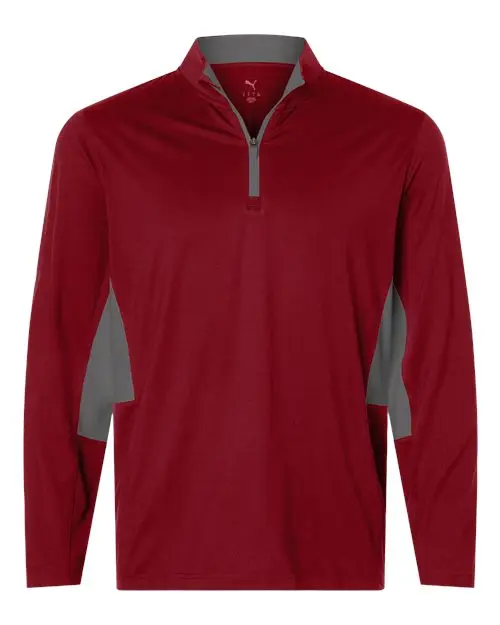 Puma Golf Men's Pure 2.0 Quarter-Zip in Dark Crimson/ Slate Sky