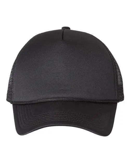 Valucap Foam Mesh-Back Trucker Cap in Black/ Black