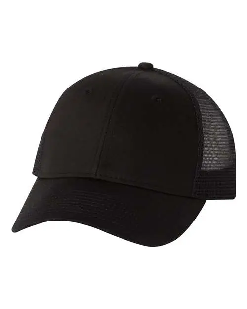 Valucap Mesh-Back Twill Trucker Cap in Black