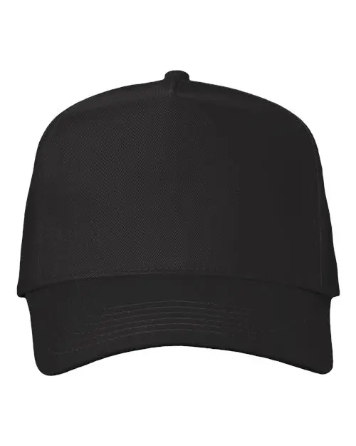 Valucap Five-Panel Twill Cap in Black