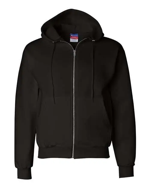Champion Unisex Powerblend Full-Zip Hooded Sweatshirt in Black