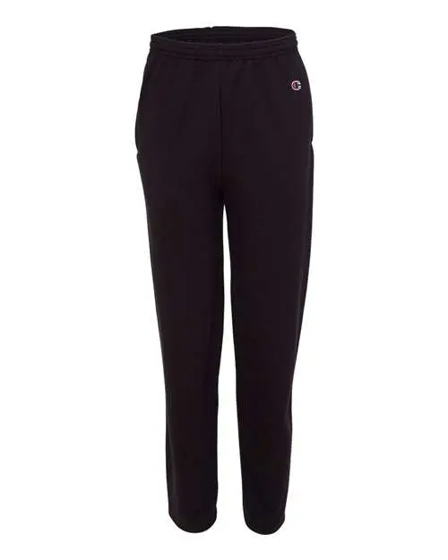 Champion Unisex Powerblend Open-Bottom Sweatpants with Pockets in Black