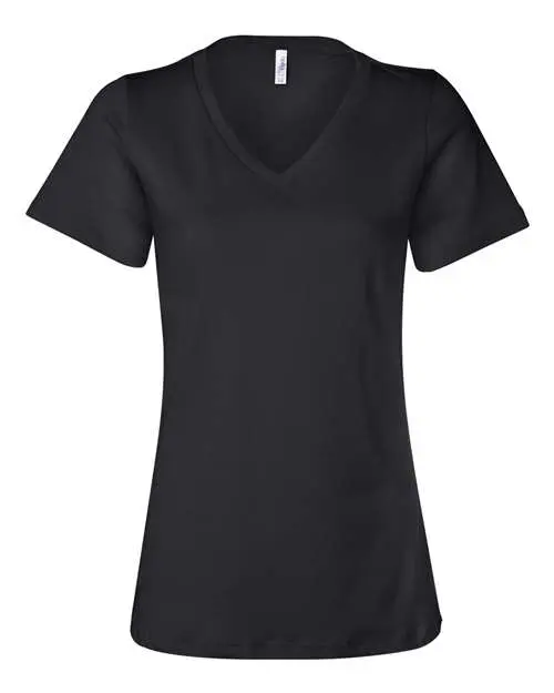 Bella + Canvas Women’s Relaxed Jersey V-Neck Tee in Black