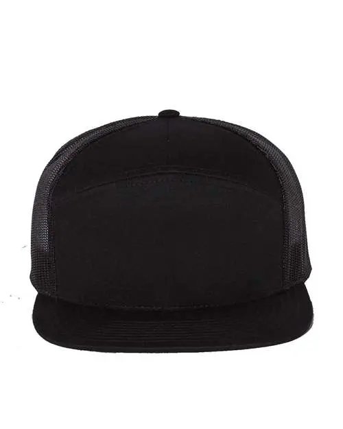 Richardson Seven-Panel Trucker Cap in Black
