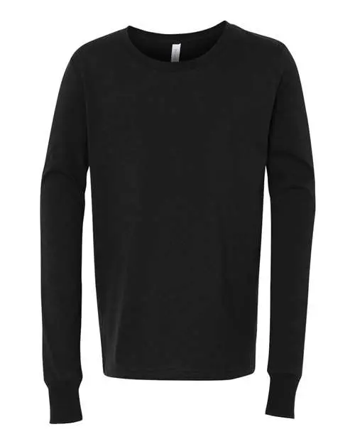 Bella + Canvas Youth Jersey Long Sleeve Tee in Black