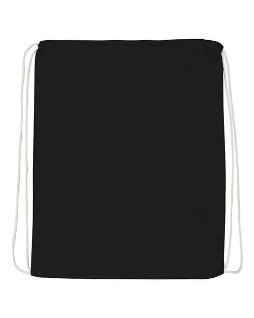Q-Tees Economical Cotton Drawstring Bag in Black