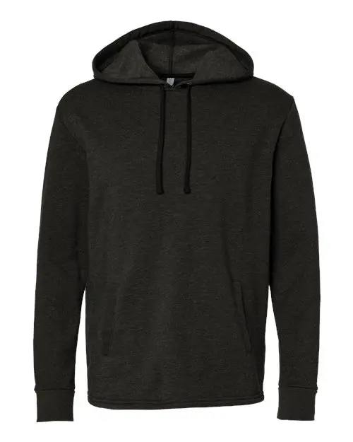 Next Level Unisex Malibu Welt Pocket Hooded Sweatshirt in Heather Black