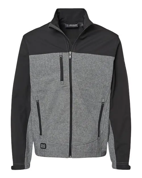 DRI Duck Men's Motion Soft Shell Jacket in Black Heather/ Black