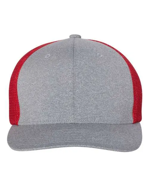 Flexfit Mélange Trucker Cap in Heather Grey/ Red