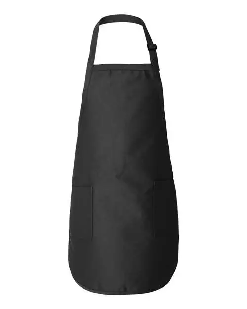 Q-Tees Full-Length Apron with Pockets in Black
