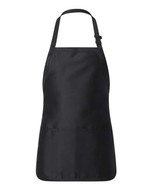 Q-Tees Full-Length Apron with Pouch Pocket in Black