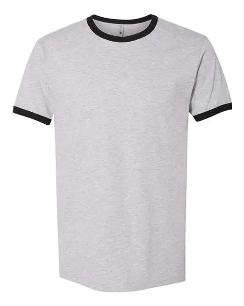 Next Level Unisex Cotton Ringer T-Shirt in Heather Grey/ Black