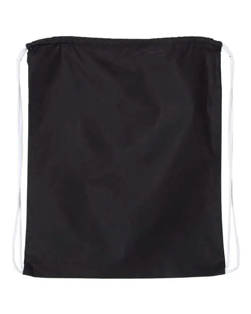 Q-Tees Large Economical Cotton Drawstring Bag in Black