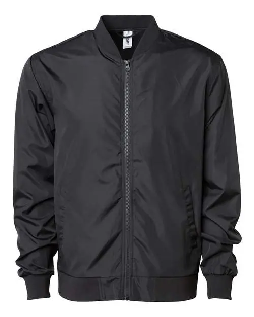 Independent Trading Co. Unisex Lightweight Bomber Jacket in Black