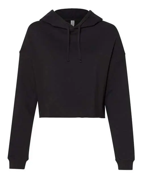 Independent Trading Co. Women’s Lightweight Crop Hooded Sweatshirt in Black