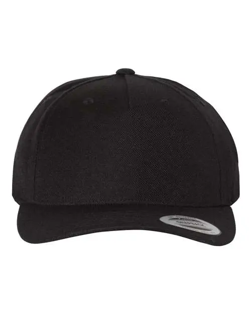 Yupoong (YP Classics) Premium Five-Panel Curved Bill Snapback Cap in Black