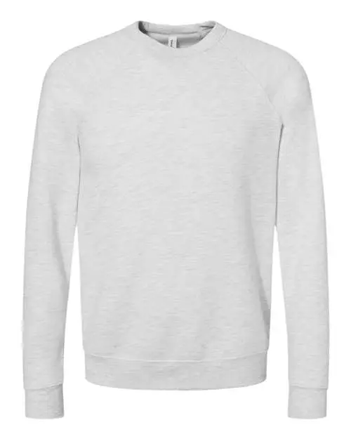 Bella + Canvas Unisex Sponge Fleece Raglan Crewneck Sweatshirt in Ash