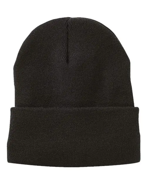 Sportsman 12" Jersey Lined Cuffed Beanie in Black