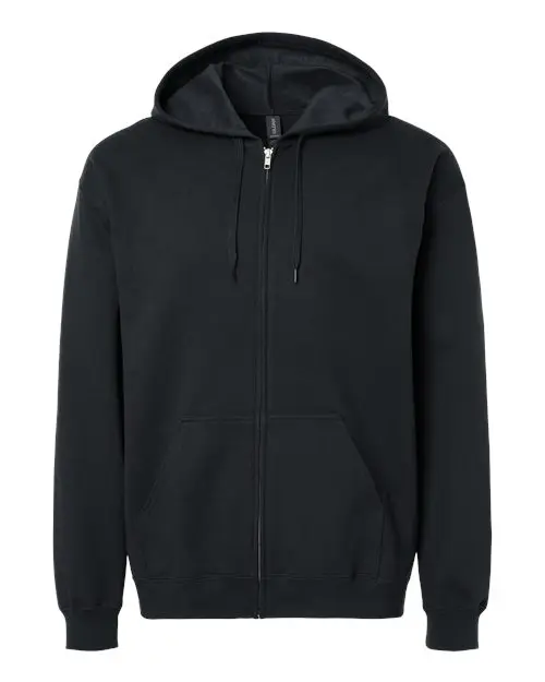 Gildan Unisex Softstyle Midweight Full-Zip Hooded Sweatshirt in Black