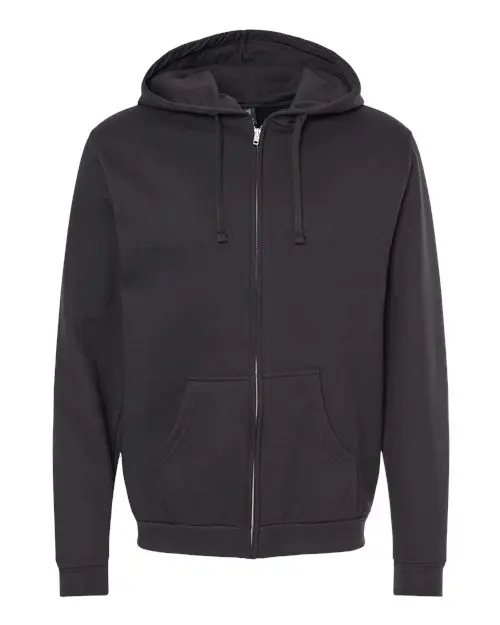 M&O Unisex Zipper Fleece Hoodie in Black
